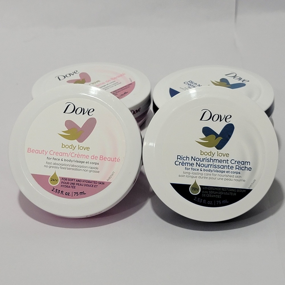 Dove Body Love Cream Set 6 Tins Beauty Cream & Rich Nourishment 2.53oz Each